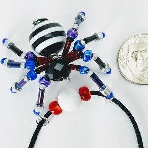 Halloween Spider Necklace, Spooky, Beaded Jewelry, Costume Accessory, Goth Style